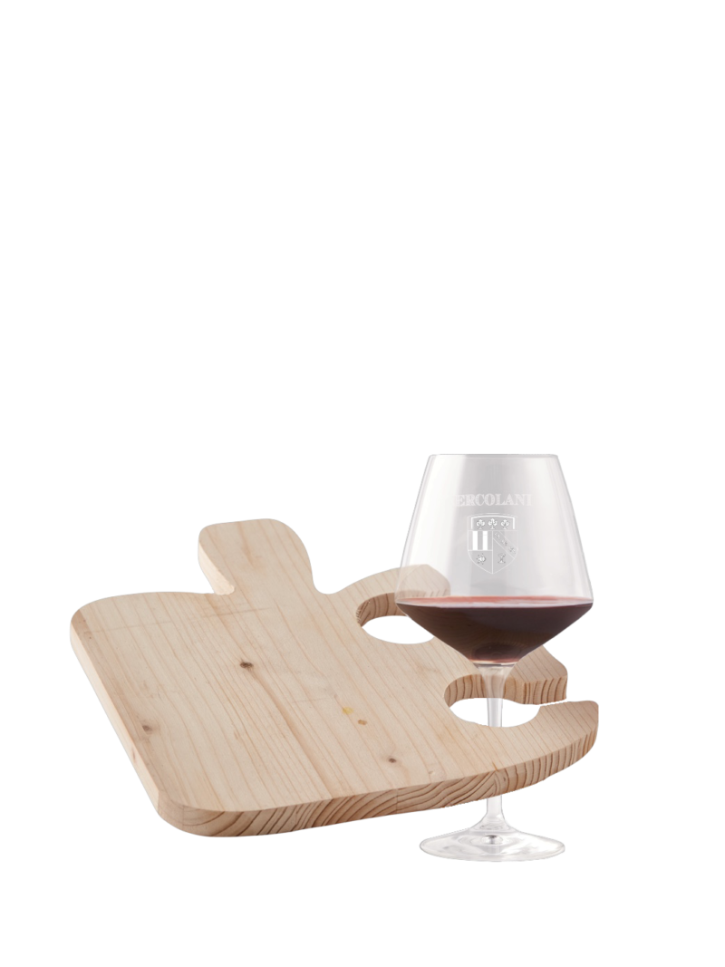 WOODEN BOARD TO CARRY FINGER FOOD AND WINE GLASS